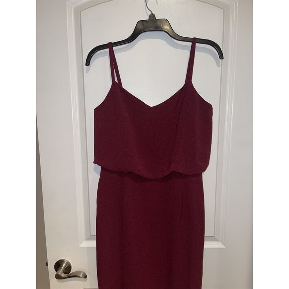 New Dress The Population Alondra Blouson Sheath Burgundy Dress Size Medium M - Picture 6 of 10
